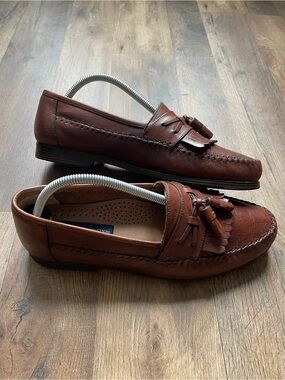 Giorgio Brutini Men's Chestnut Brown Tassel Moc Toe Loafers